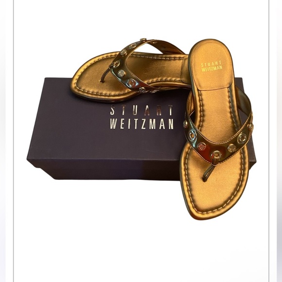 Stuart Weitzman Bronze Specchio Studded Sandals Size 5.5 - Picture 3 of 5